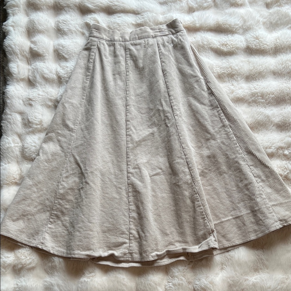 Elegant Cream Corduroy Skirt